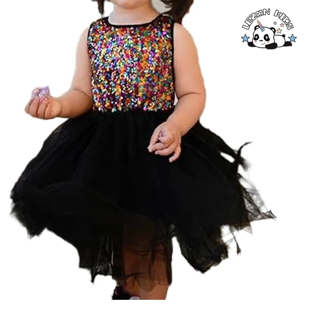 LEZONKIDS - OEM ODM Kids Summer Sleeveless Sequin Princess Birthday Party Tulle Dresses